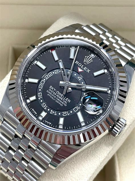 luxury rolex sky-dweller black dial gold & steel mens watch|Rolex Sky-Dweller black jubilee.